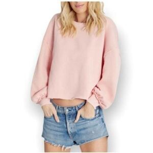 Wildfox Womens M Olivia Dove Glitz Sleeve Sweatshirt Spring Lounge Sherpa Pastel